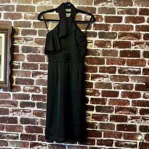 Black Halter Neck Ruffle Dress